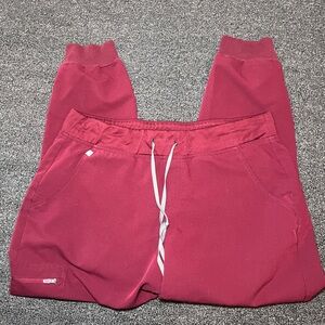 Figs Technical Collection Burgundy Jogger Scrubs Bottoms Size L/P Women’s